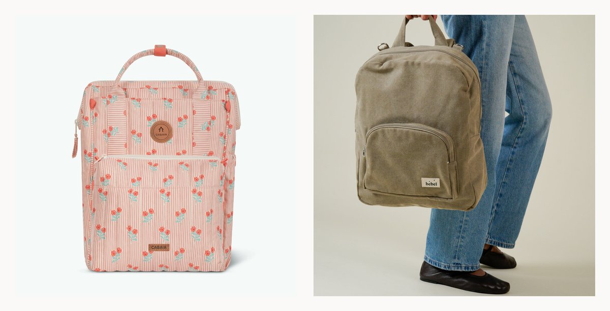 Sac à langer Cabaïa Chandigarh et sac à dos BEBEL Nomade côte à côte