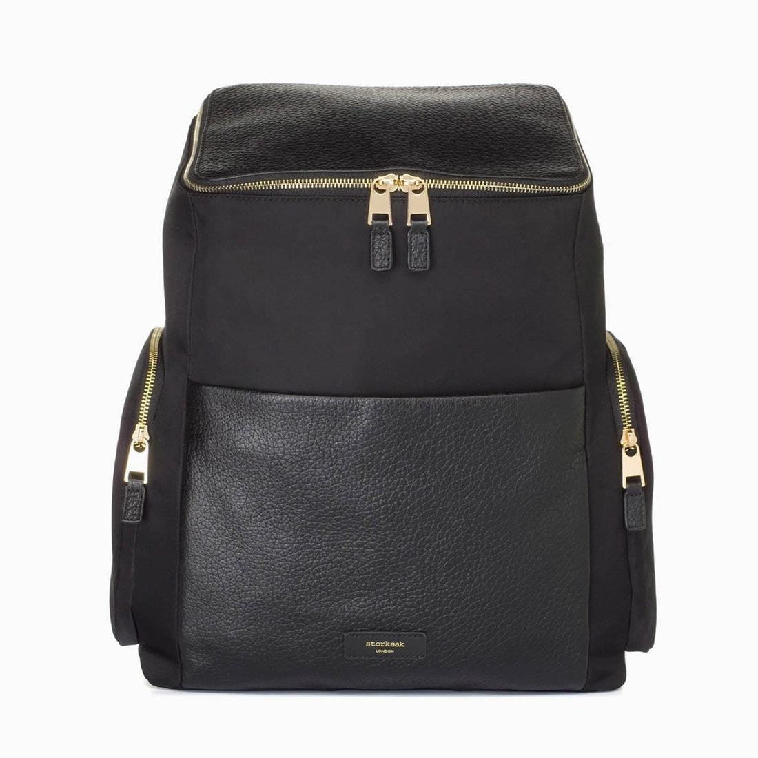 Sac à langer Storksak Alyssa en cuir noir, vue de face