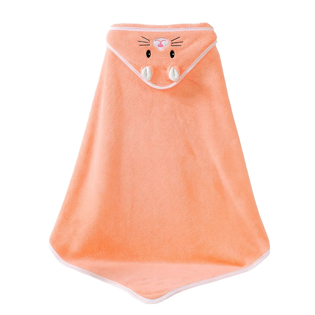 Cape de Bain Chat Corail : vue trois quarts sur fond blanc | BebeSac