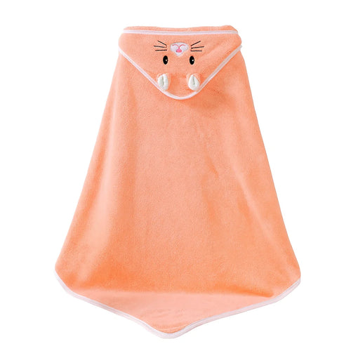 Cape de Bain Chat Corail : vue trois quarts sur fond blanc | BebeSac