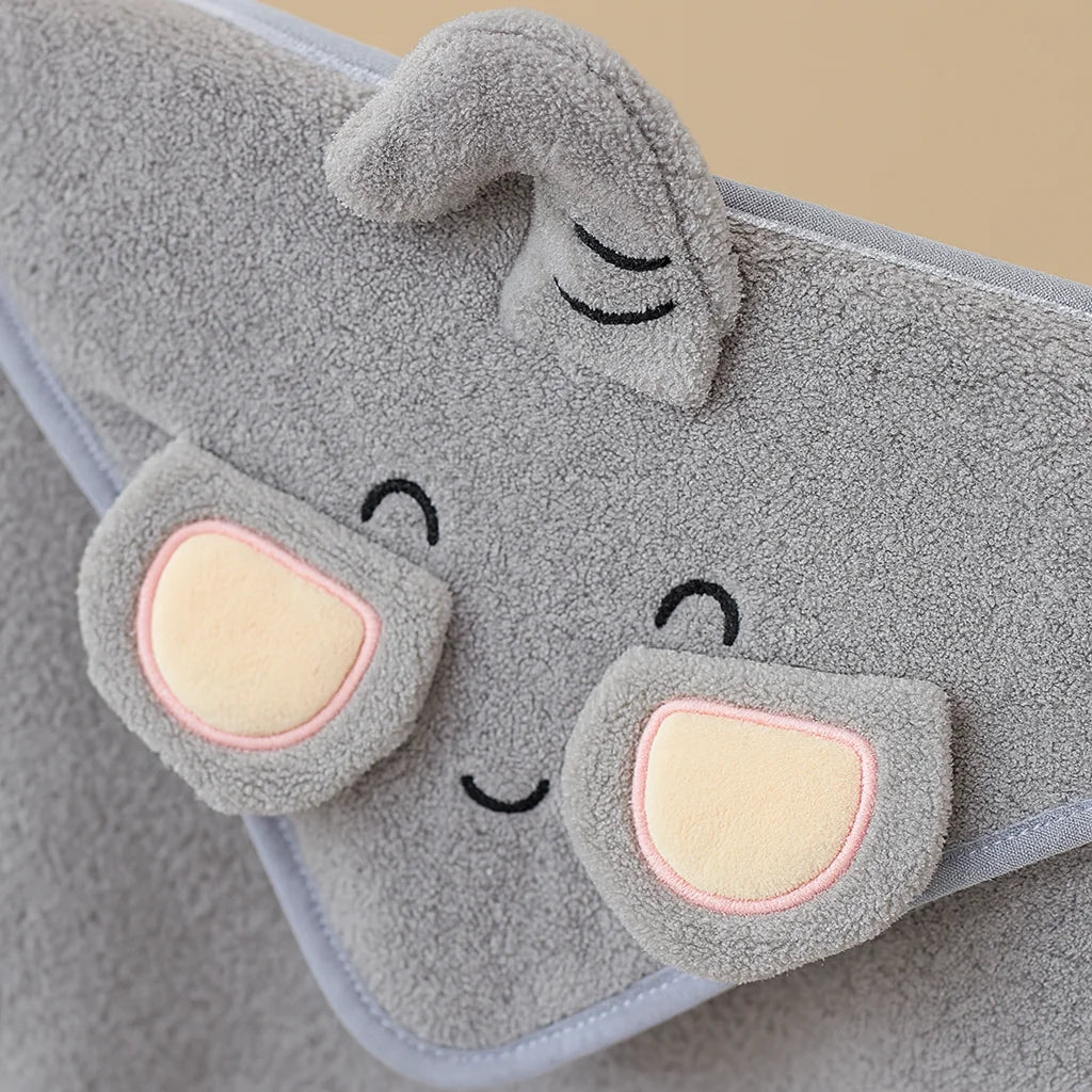 Cape de Bain Éléphant Gris : détail matière et finitions | BebeSac