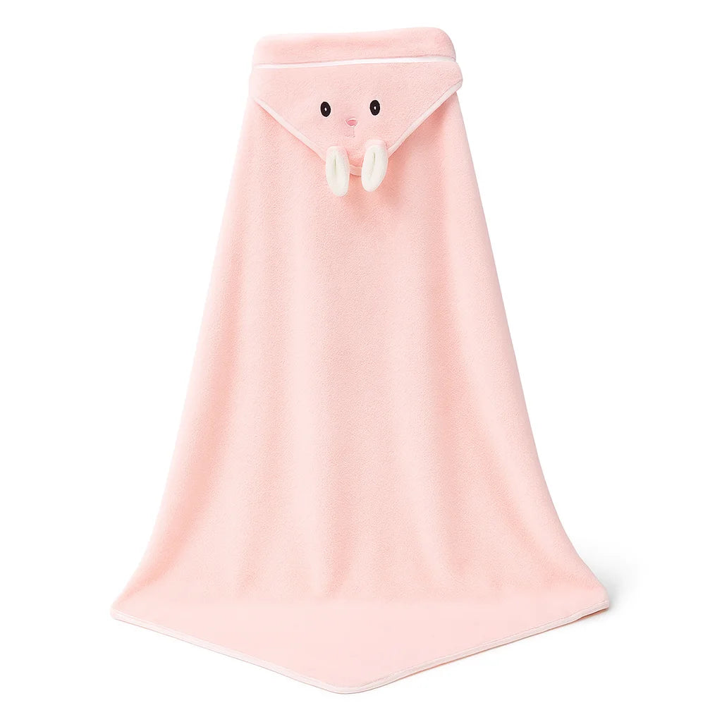Cape de Bain Lapin Rose : vue trois quarts sur fond blanc | BebeSac