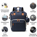 Sac a Dos a Langer Bleu Marine detail interieur et compartiments | sac a dos a langer BebeSac