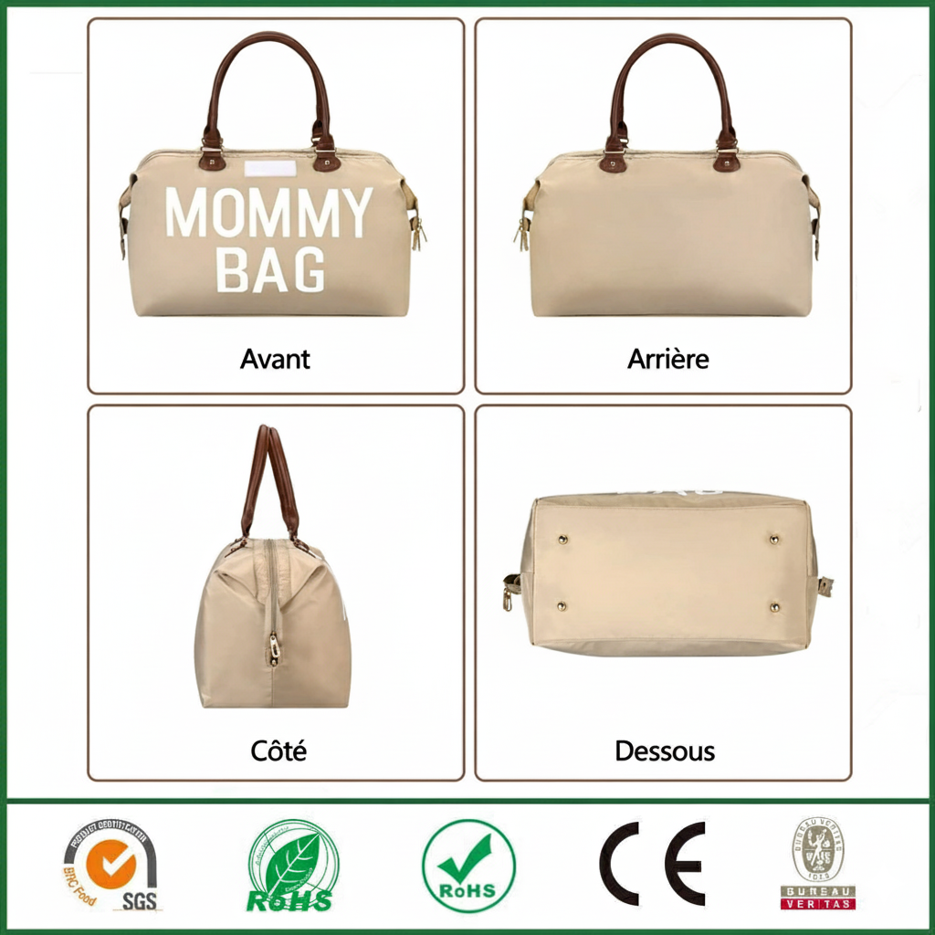 Sac Maternite Mommy Bag detail matiere et fermetures