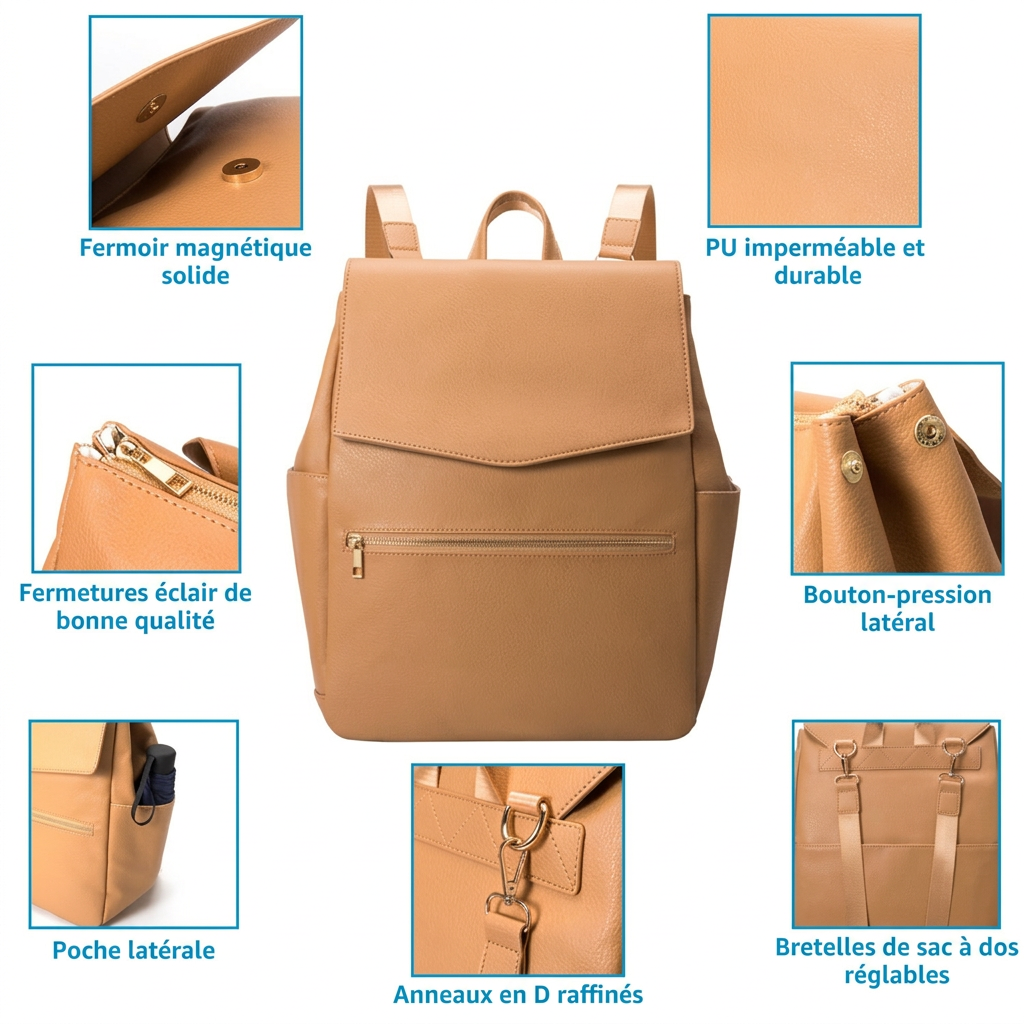 Sac a Dos a Langer Cuir PU porte en situation avec bebe | sac a dos a langer BebeSac