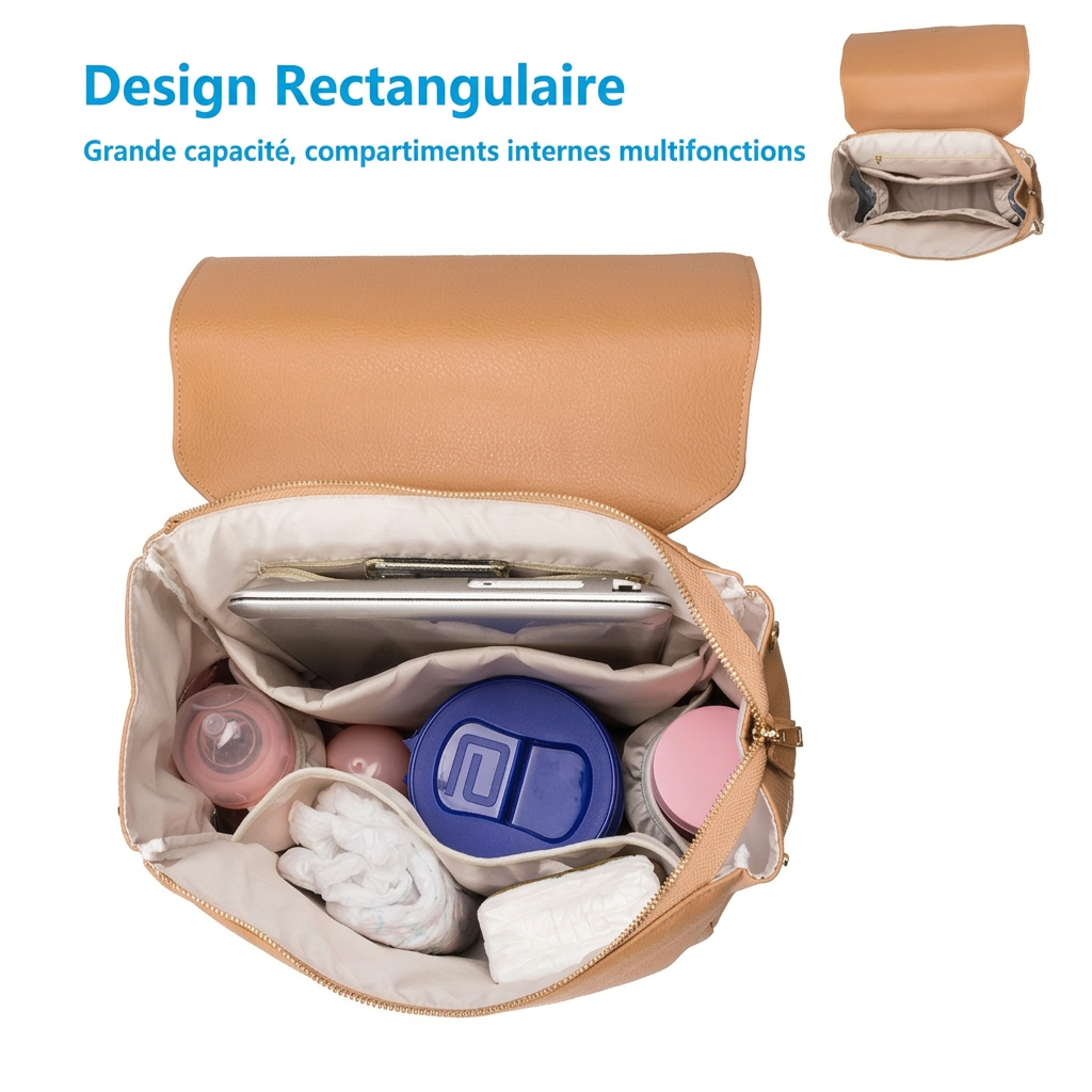Sac a Dos a Langer Cuir PU accroche sur poussette