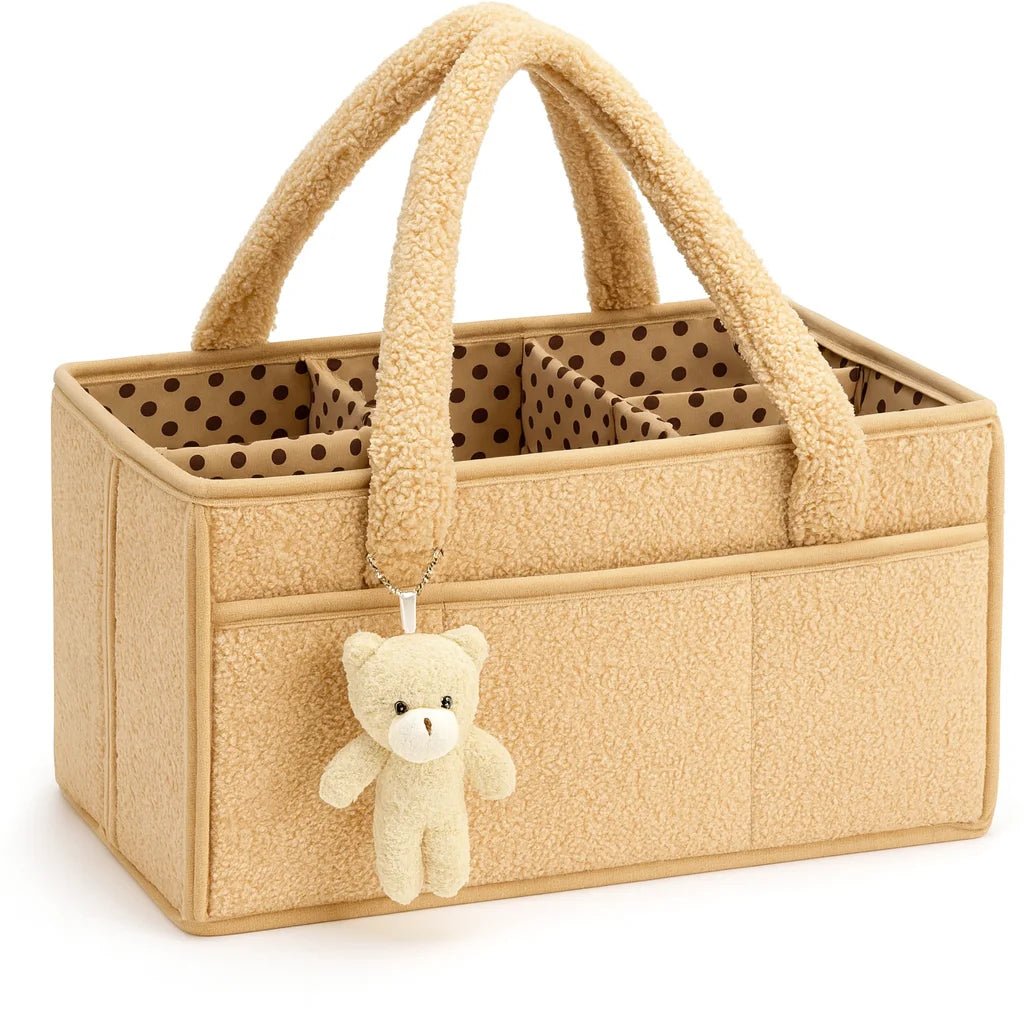 Panier à Langer Teddy Camel : vue trois quarts sur fond blanc | BebeSac