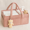 Panier à Langer Teddy Rose Poudré rempli du nécessaire de change | BebeSac