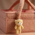 Panier à Langer Teddy Rose Poudré : détail bouclé teddy et nounours | BebeSac