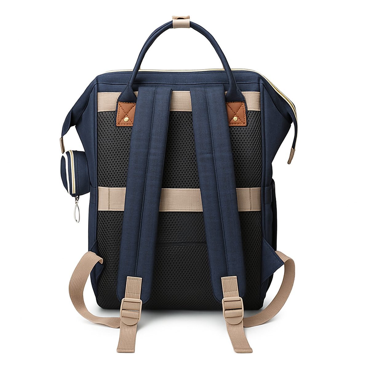 Sac a dos a langer bleu marine - vue de dos
