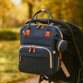 Sac à Dos à Langer Bleu Marine - accroché à la poussette | BebeSac