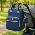 Sac a dos a langer bleu marine - accroche poussette