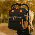 Sac à Dos à Langer Classique Noir - accroché à la poussette | BebeSac
