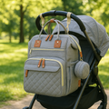 Sac a dos a langer gris chine - accroche poussette