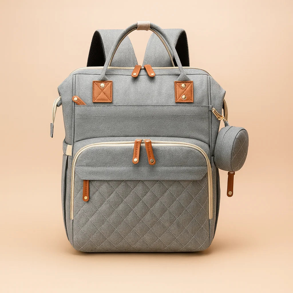 Sac à Dos à Langer Gris Chiné - vue 1 | BebeSac