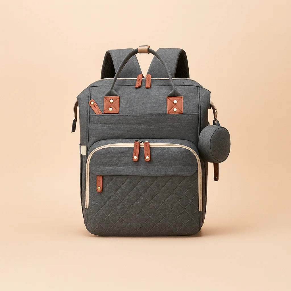 Sac à Dos à Langer Gris Chiné - vue 2 | BebeSac