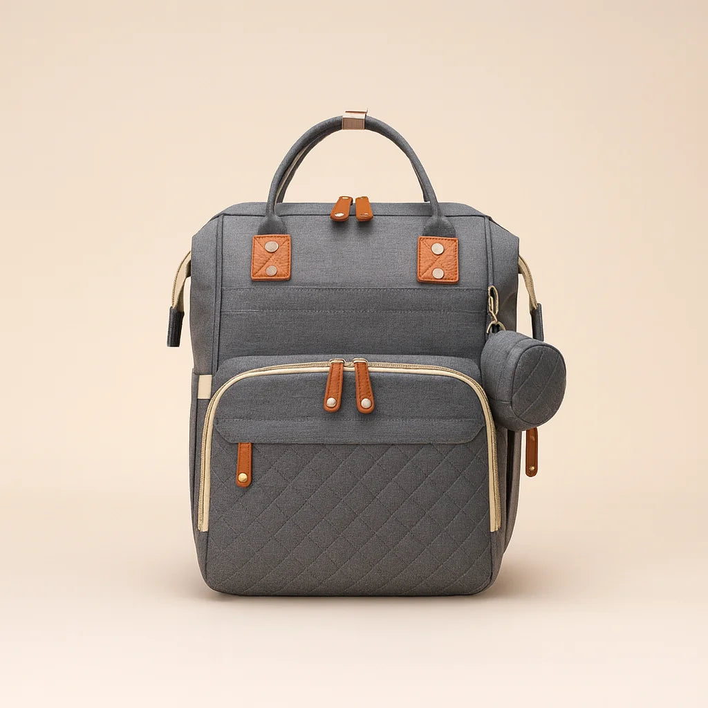 Sac à Dos à Langer Gris Chiné - vue 3 | BebeSac