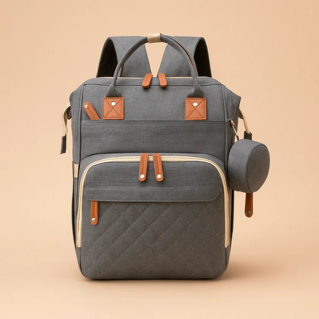 Sac à Dos à Langer Gris Chiné - vue 4 | BebeSac