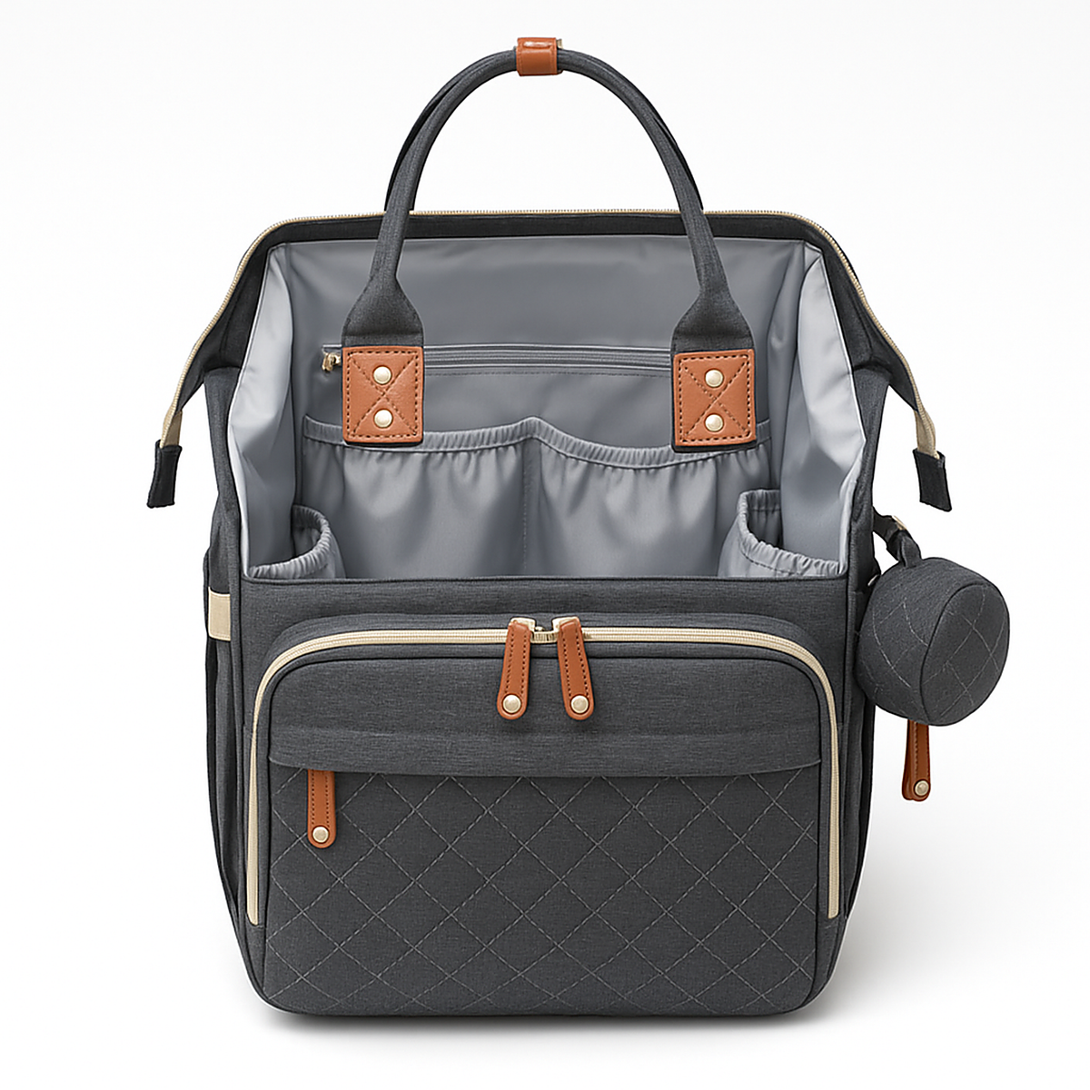 Sac a dos a langer gris fonce - interieur ouvert