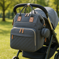 Sac a dos a langer gris fonce - accroche poussette
