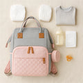 Sac à Dos à Langer Rose et Gris : avec le nécessaire de bébé | BebeSac