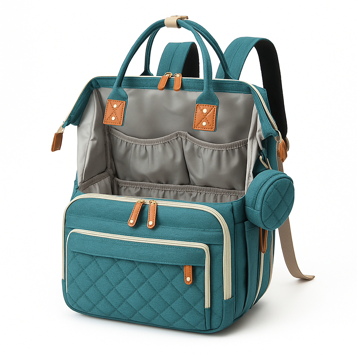 Sac a dos a langer vert - interieur ouvert