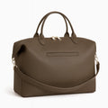 Sac à Langer Cuir Taupe : vue trois quarts sur fond blanc | BebeSac