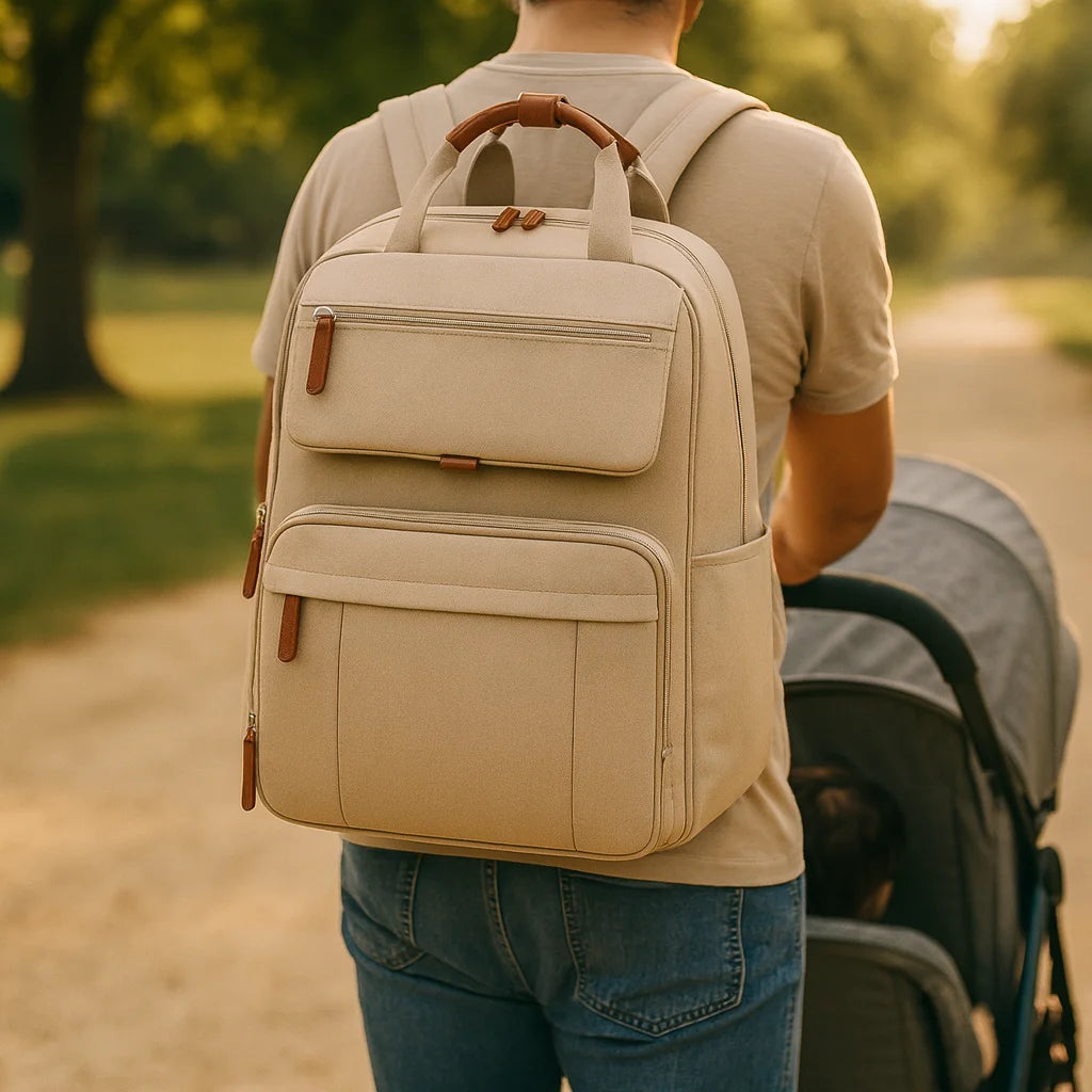 Sac à langer jumeaux extensible : porté avec une poussette double | BebeSac