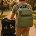 Sac à langer jumeaux extensible : porté avec une poussette double | BebeSac