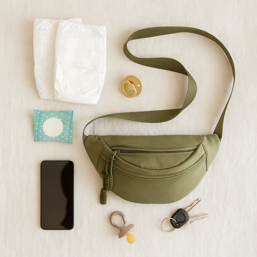 Sac Banane Kaki avec le nécessaire de bébé | BebeSac