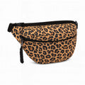 Sac banane léopard camel avec zip pompon tressé noir — vue trois quarts | BebeSac