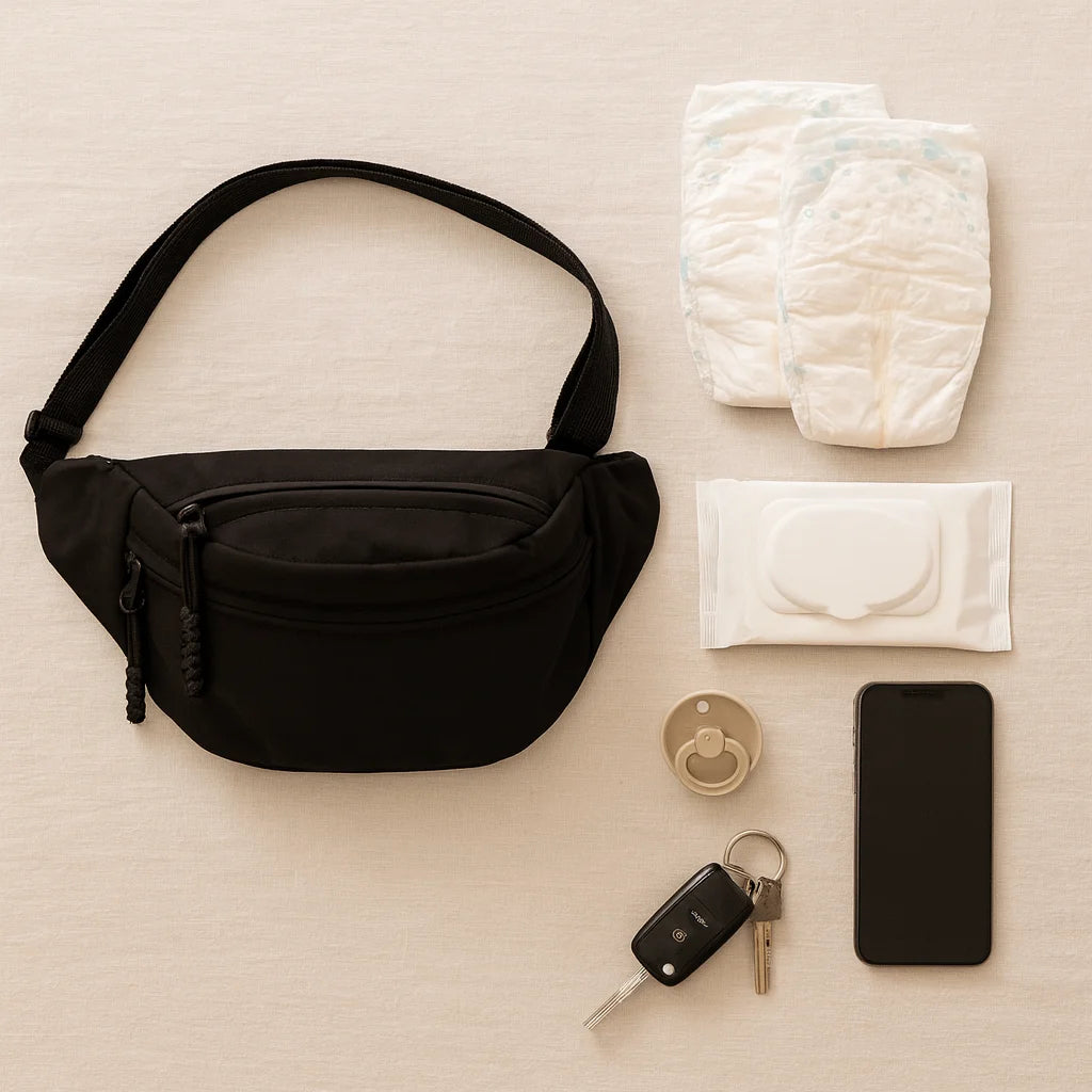 Sac Banane Noir avec le nécessaire de bébé | BebeSac