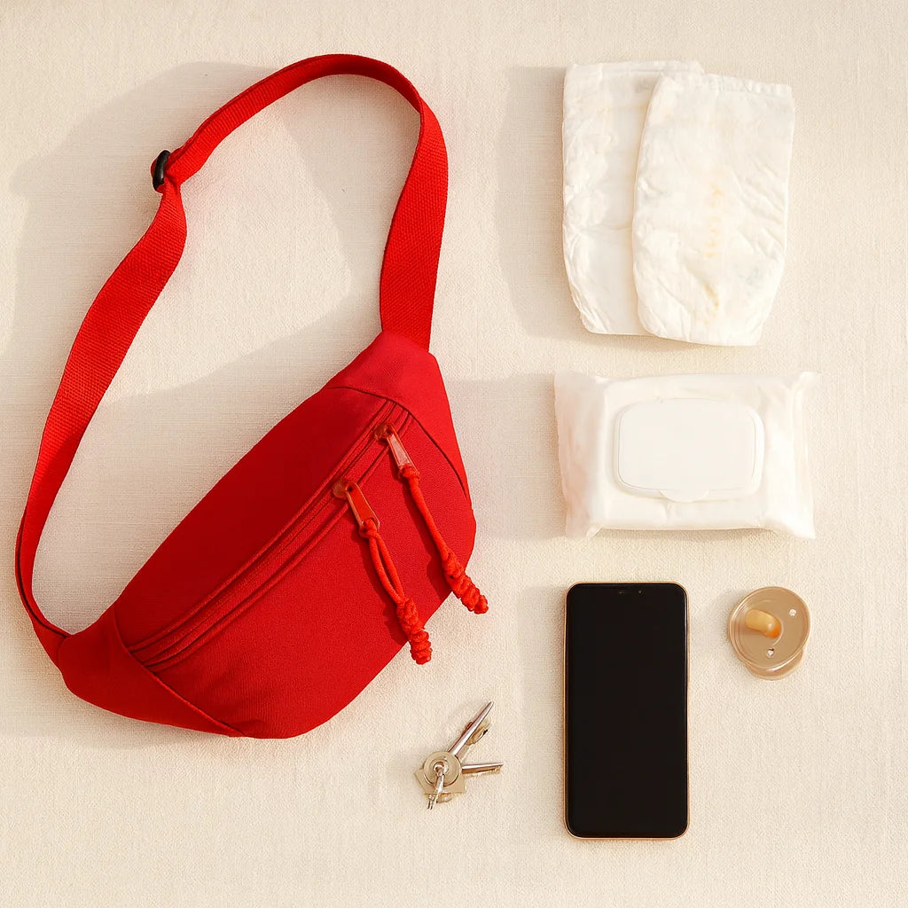 Sac Banane Rouge avec le nécessaire de bébé | BebeSac