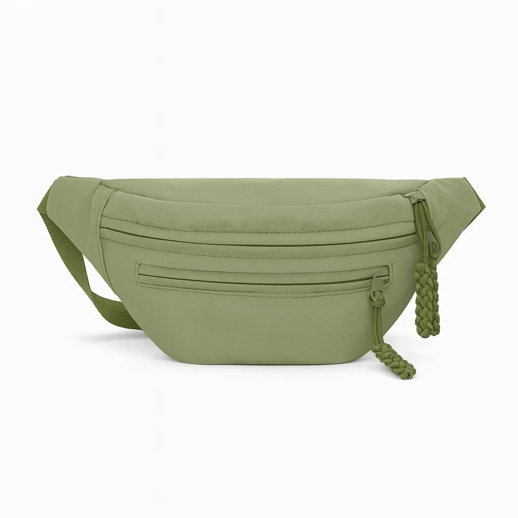 Sac Banane Vert Sauge : vue trois quarts sur fond blanc | BebeSac