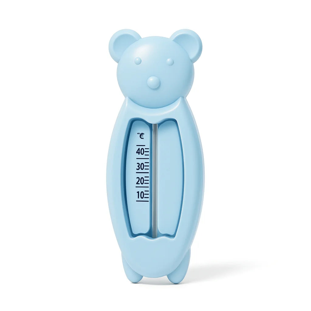 Thermomètre de Bain Ours Bleu : vue trois quarts sur fond blanc | BebeSac